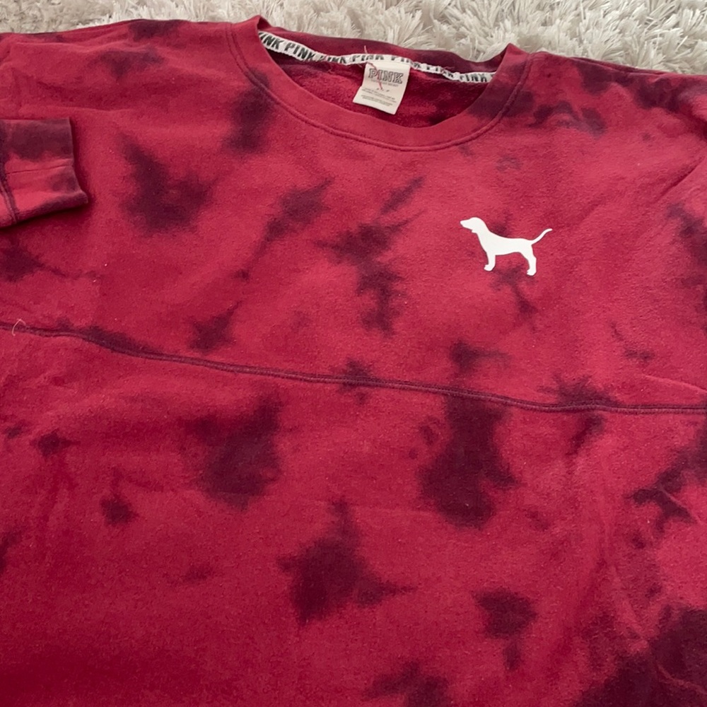 PINK maroon tie dye varsity crew
